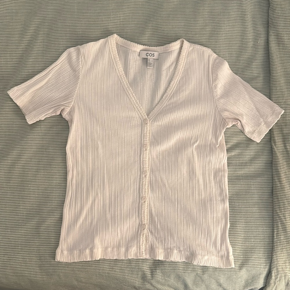 Cos Pointelle Knit Short-Sleeved Top Sz. M